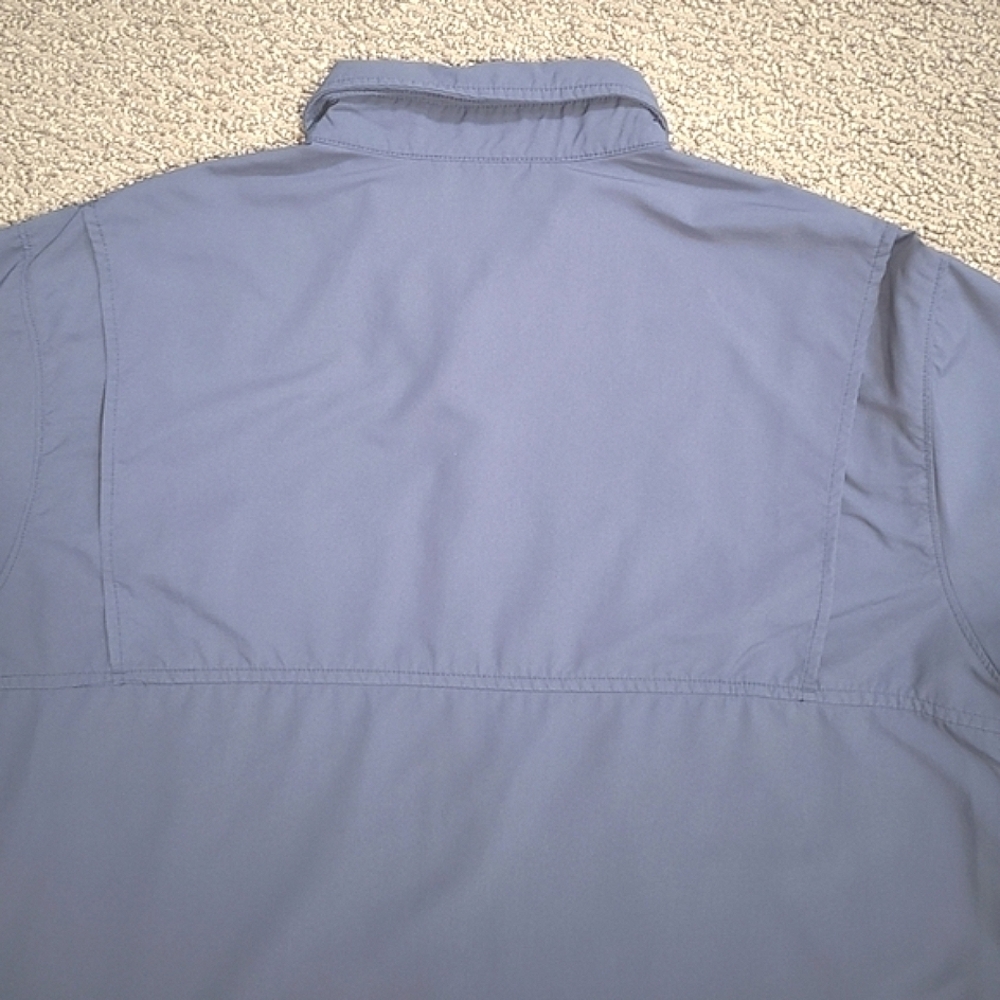 COLUMBIA OMNI-SHADE BLUE CASUAL BUTTON DOWN SHIRT SHORT SLEEVES MENS LARGE - Picture 4 of 9
